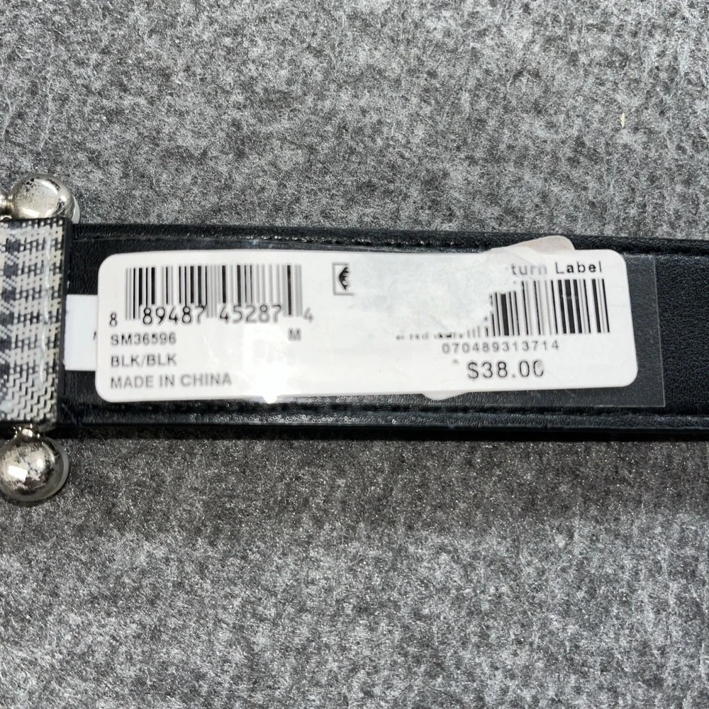 Steve Madden Women's Plaid‎ & Imitation Pearl Belt White Medium NWT! $38